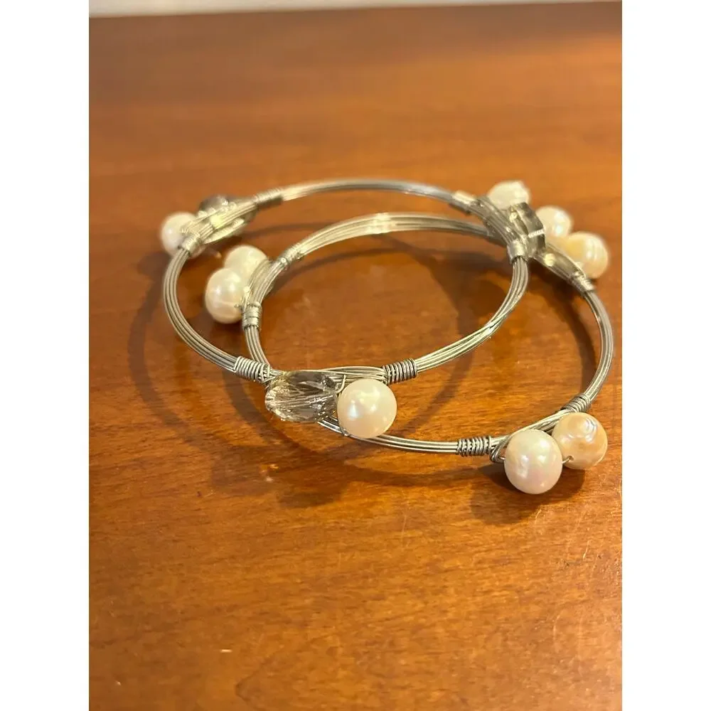 Custom Authentic Baroque Pearl Stackable Bracelet Set of 2